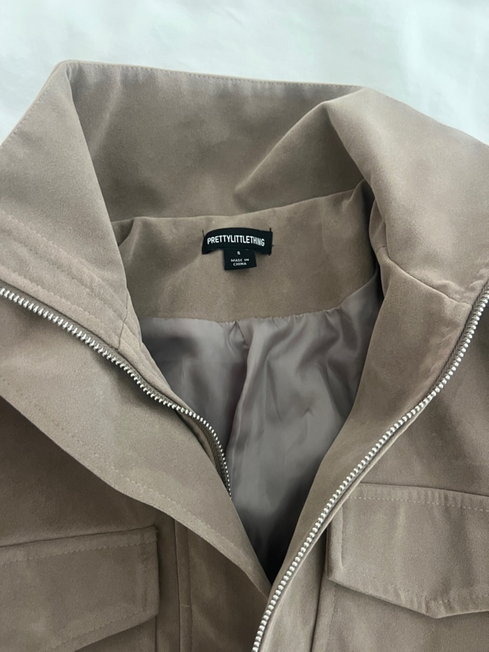 PrettyLittleThing mushroom Funnel Neck Utility Bomber Jacket - Picture 7 of 7